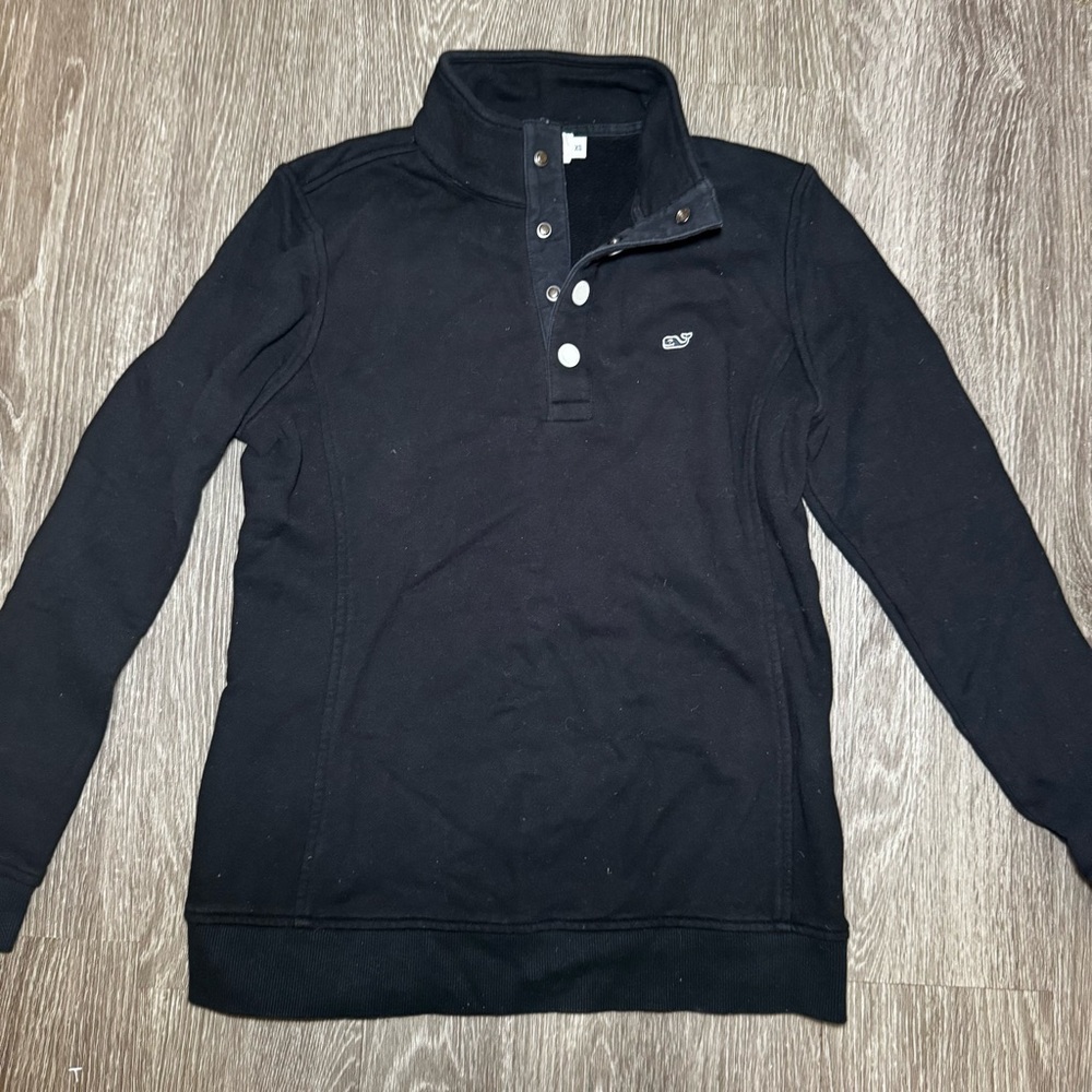 Vineyard Vines Black Pullover with Button Collar